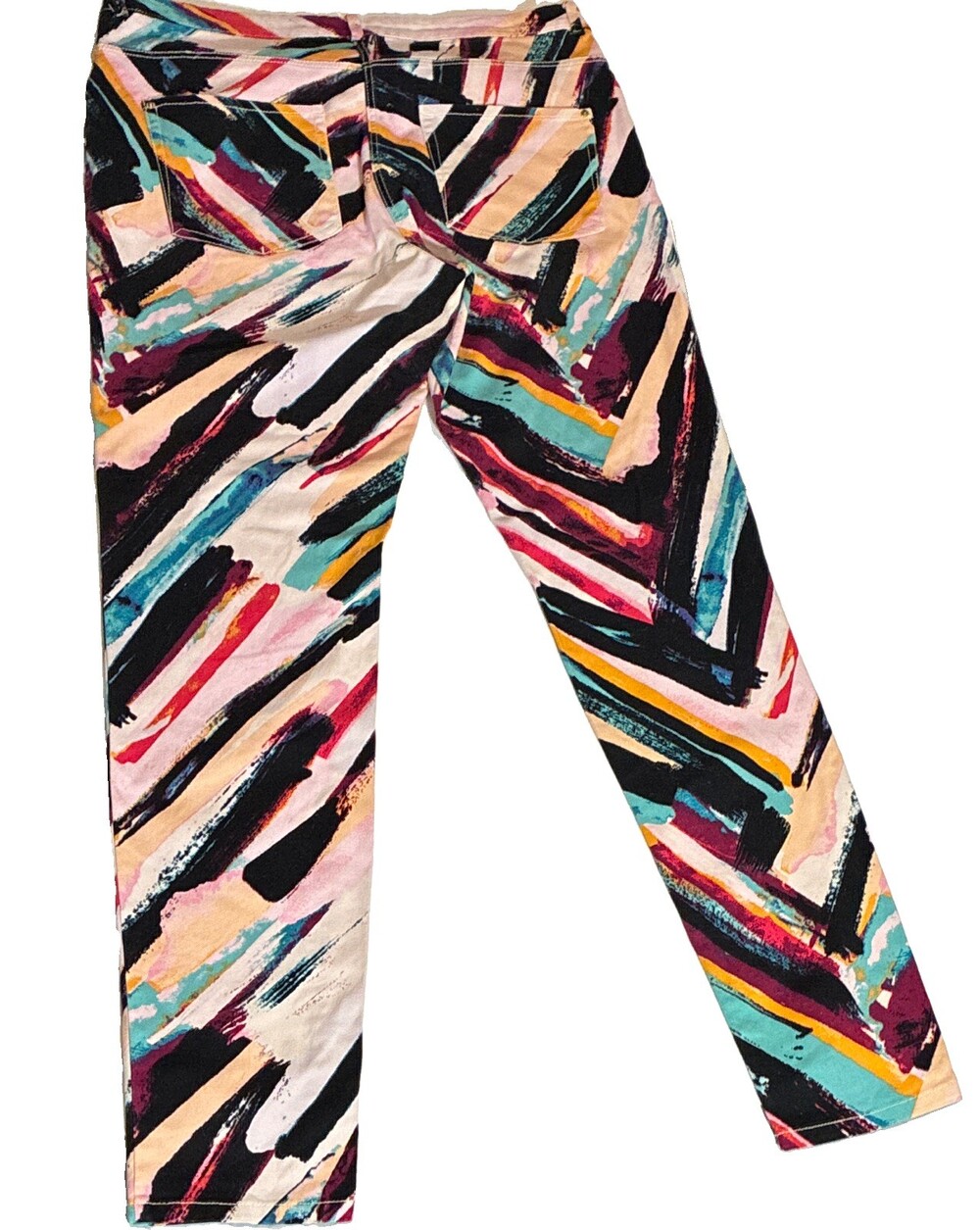 H&M Women’s Skinny  Denim Jeans Multicolor Geometric Mid Rise 5-Pocket Size 12
